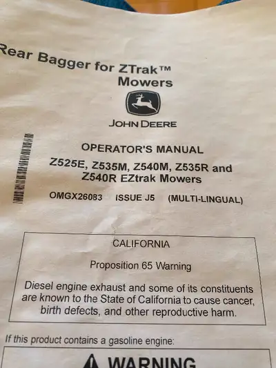 Rear Bagger for ZTrack Mower