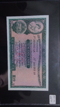 1967 Hongkong 10 Dollars Banknote