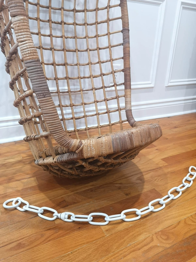 Vintage Boho Chic Rattan Hanging Swing Chair in Chairs & Recliners in Oshawa / Durham Region - Image 4