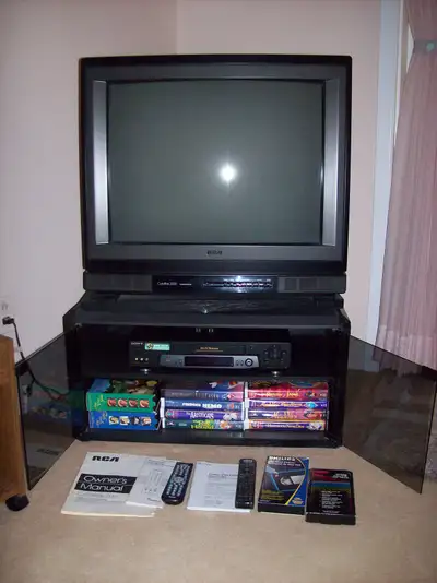 Vintage RCA TV 28"ColorTrak 2000, Sony VCR, VHS tapes, View more
