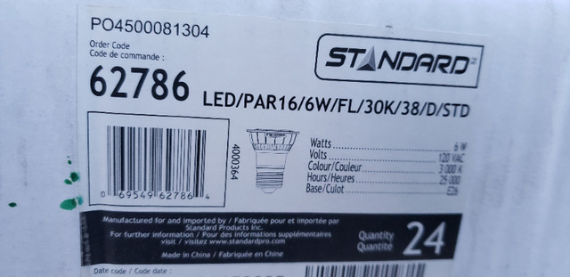 Standard products 62786 PAR16 6W 3000K dimmable LED 17 units in Electrical in Oakville / Halton Region