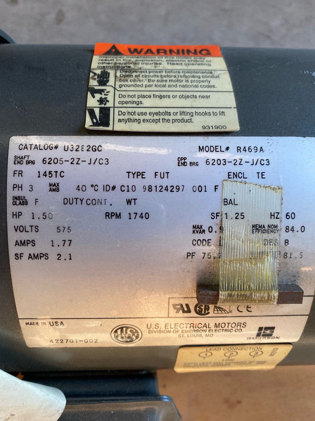 Electric Motor 575V 3Ph New in Other Business & Industrial in Mississauga / Peel Region - Image 2