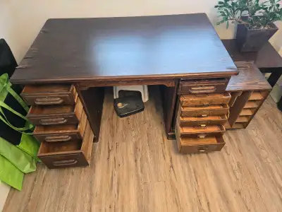Oak Pedestal Desk, View more