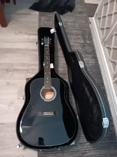 Acoustic Guitar with case Black  Left handed, View more