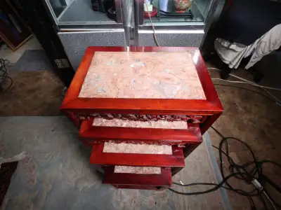 Antique Chinese Exotic Pastel Marble Stacking Tables, View more