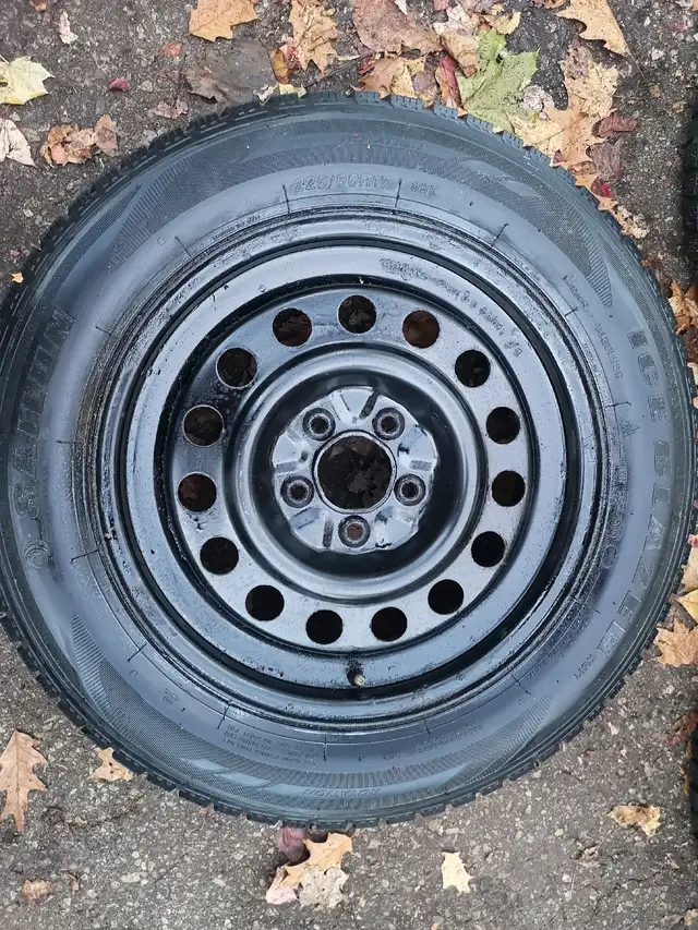 3 WINTER TIRES 225/60 R17 DIFF BRANDS ON STEEL RIMS 80 EACH in Tires & Rims in Barrie - Image 2