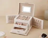 3 Tier Travel Jewelry Box (White)