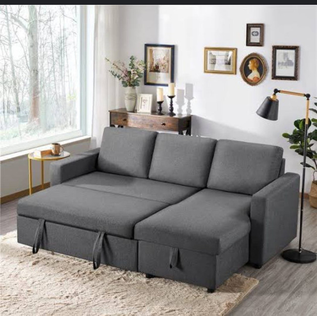 Transformabl 4 seater sectional pull out storage sofa bed couch in Couches & Futons in City of Toronto