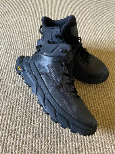 Hoka trail code gtx mid black raven men’s 7d new !, View more