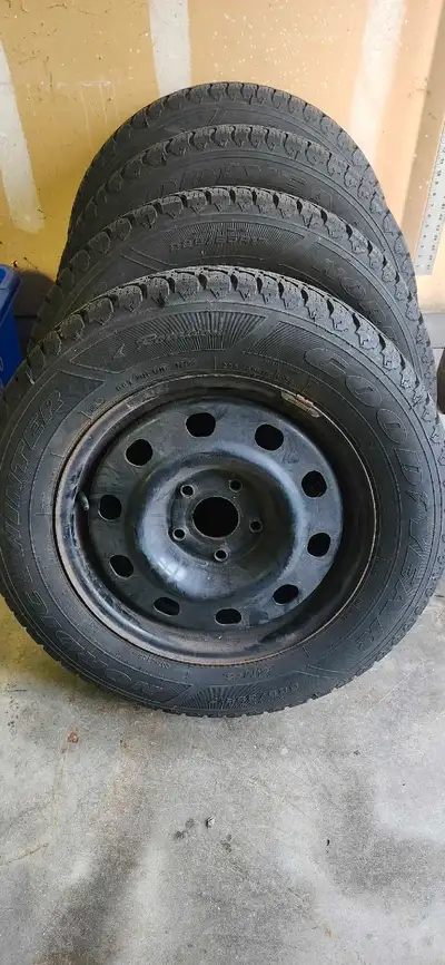 Winter Tires on Rims GOODYEAR 225/65R17 5 Bolt Pattern Used for only 2 seasons with extremely low mi...