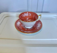 Vintage Aynsley Fine English Bone China Teacup & Saucer Orange w