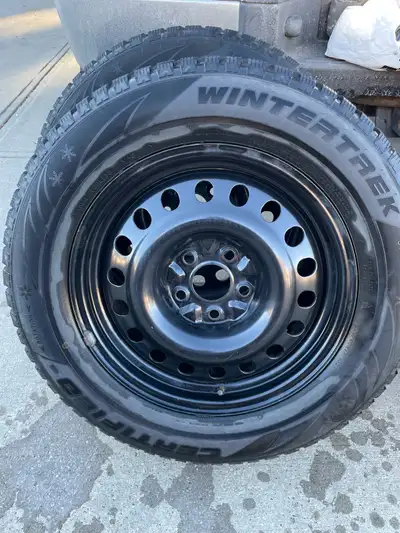 Size - 225 65R 17 Bolt Pattern - 5 x 120 Steel Rims (used 1 season) Came off 2013 Chevy Equinox 2 x...