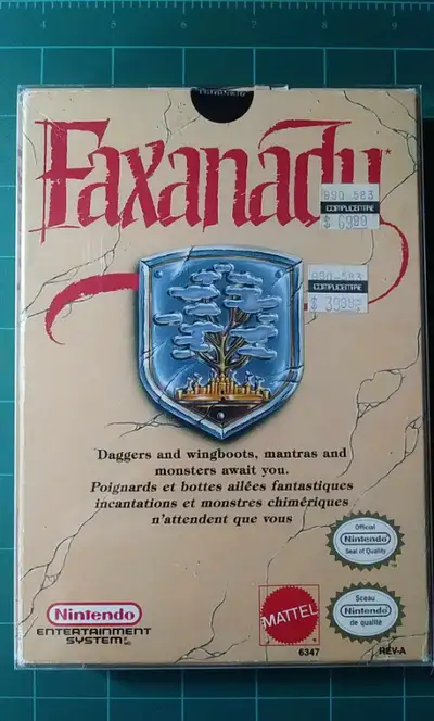 NES Nintendo Entertainment System Video Game Faxanadu. Box, Manual, Cartridge, Dust Sleeve & Plastic...