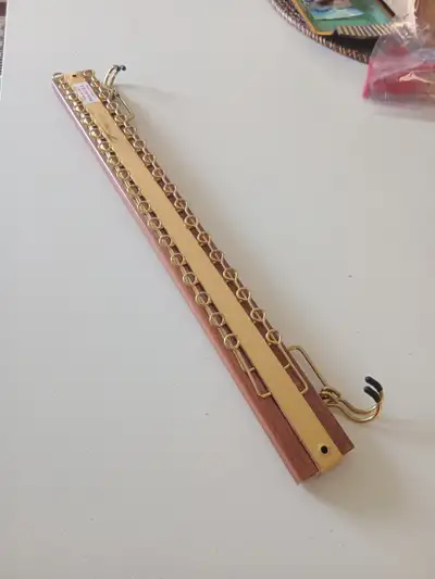 Vintage Wood and Metal Tie Display | Tie Rack | Necktie Display with Hooks | Mens Retro Belt Hanger...