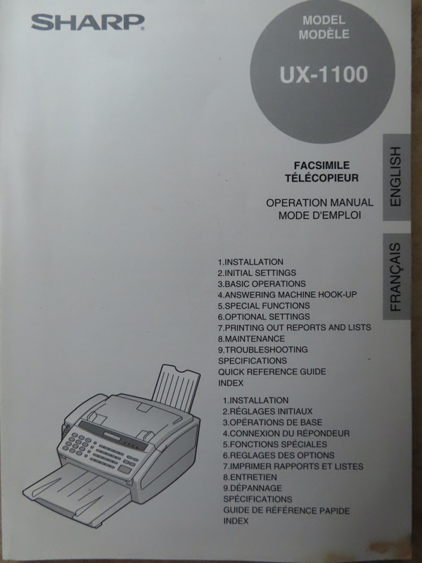 Sharp UX-1100 Plain Paper Fax Machine with Telephone &  Manual in Other Business & Industrial in Pembroke - Image 4