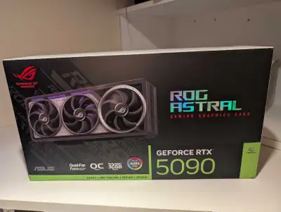 This listing is for an empty retail box of the ASUS ROG Astral GeForce RTX 5090 gaming graphics card...