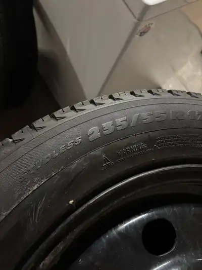 Details: * Size: 235/55R17 * Includes 4 steel rims * Good tread remaining with even wear * Ready to...