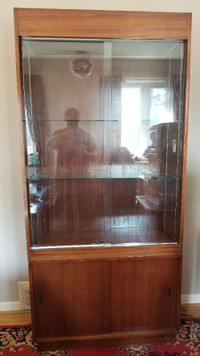 Classic Wood Display Cabinets with lockable glass doors & lights