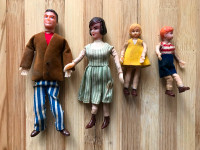 Vintage Dollhouse Doll Family Posable / Bendable - Set of 4