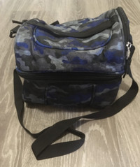 Lunch Bag - Insulated Blue-Black-Grey with Drink Compartment