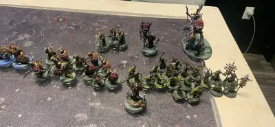 A ourrk army, moth blight haller, floating blimp drone and some kill team terrain Looking for pox wa...