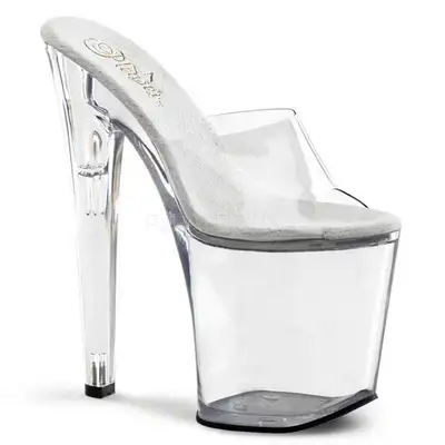 Clearance Sale of Brand New Shoes by Pleaser! The Xtreme 801-C/M has a 8” Heel with a Clear Base and...