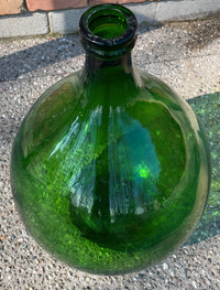 Large Green Glass Vase 25" High 16" Diameter
