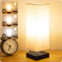 Table Lamp Dimmable Solid Wood Lamps with Modern Shade