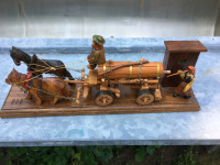German Hand-Carved Beer Wagon with Music Box