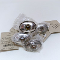 Napkin Rings Silver Plated Topaz-Amber Rhinestone Oval Giftcraft