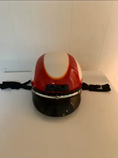 Red and White motorcycle helmet open face. Size small.