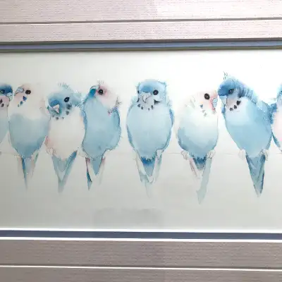 Budgies Galore Framed & Double Matted Art Print by V Pfeiffer, View more