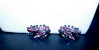 SHERMAN SIGNED PR OF BARBIE PINK AND AMETHYST RHINESTONE CLIPS