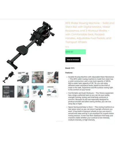 NEW * RIF6 Home Gym Water Rowing Exercise and Fitness Machine, View more