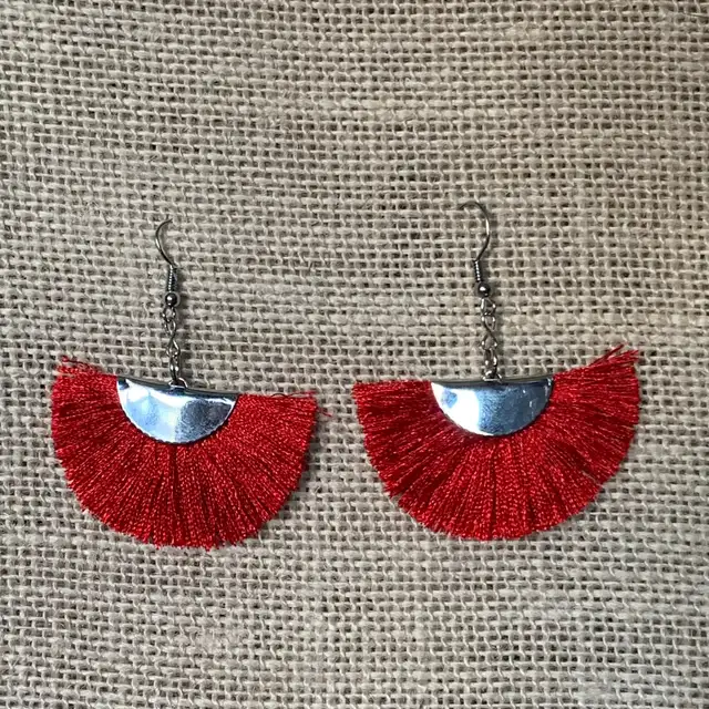 LAST PAIR Earrings for Women Red Fluffy HappyFeelGood AllStyles