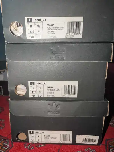 Adidas NMD - All brand new never worn White Sz9 - 170 Grey Sz9 -170 Black Sz9.5* - 170 All three for...