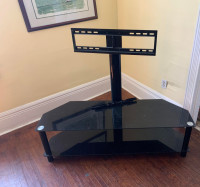 Tempered Glass Tv Stand With TV Mount