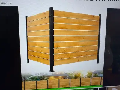 2 panels no-dig wooden privacy fence screen - sealed box, View more