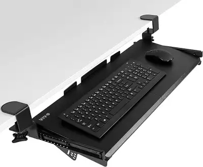 Black Clamp-on Tilting Keyboard Tray, View more