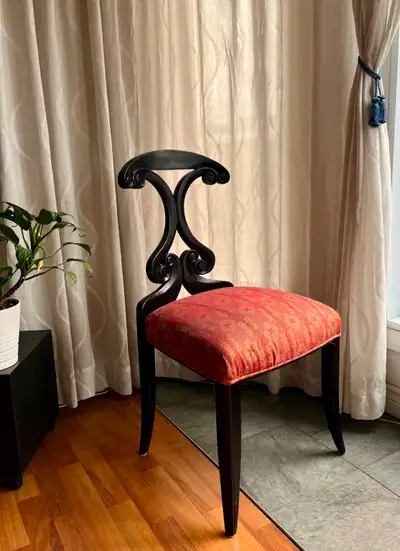 Good deal on set of 6 Bombay Co lacquered wood dining chairs, View more