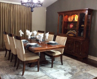 DINING SET - HUTCH, TABLE AND 6 DINING CHAIRS
