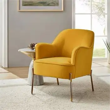 New-CLEO 26" VELVET ACCENT CHAIR W/RECESSED ARMS; Mustard, View more