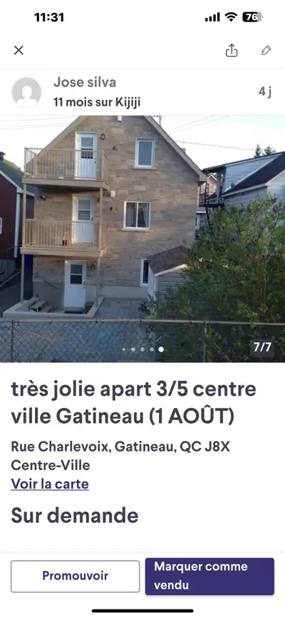 Vraiment beau apart 3/2 !! Aout 1 centre-ville Gatineau