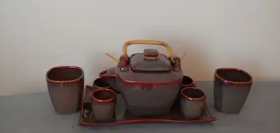 Ceramic Glazed Tea Set w/ Tray, View more