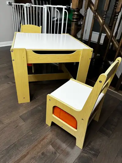 Kids Wooden Table & Chair Set - White Top Activity Table, View more
