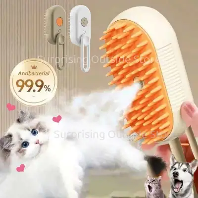2x 3-in-1 Steaming Pet Brush for Dogs & Cats – Grooming & Deshed, View more