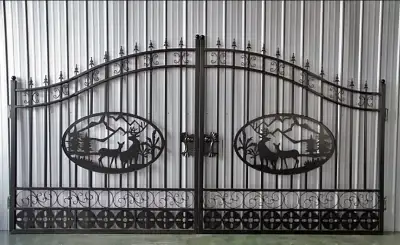 Condition: New product 14' / 20’ Driveway Iron Gate 1.8m. High on Ends 2.3m High in Center Hot Dip G...