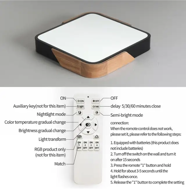 Modern LED Ceiling Light Dimmabl Flush Mount with Remote 40x40cm in Indoor Lighting & Fans in Hamilton - Image 7