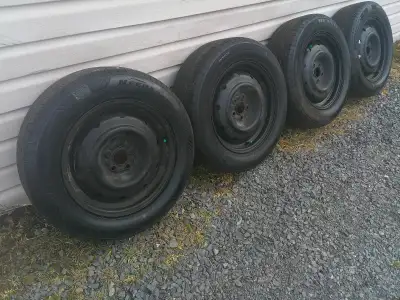 this set of all season tires have lots of tread remaining and are in very good condition the rims ha...