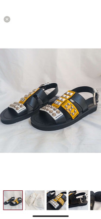 Prada Italian leather studded sandals runway 2018 collection 